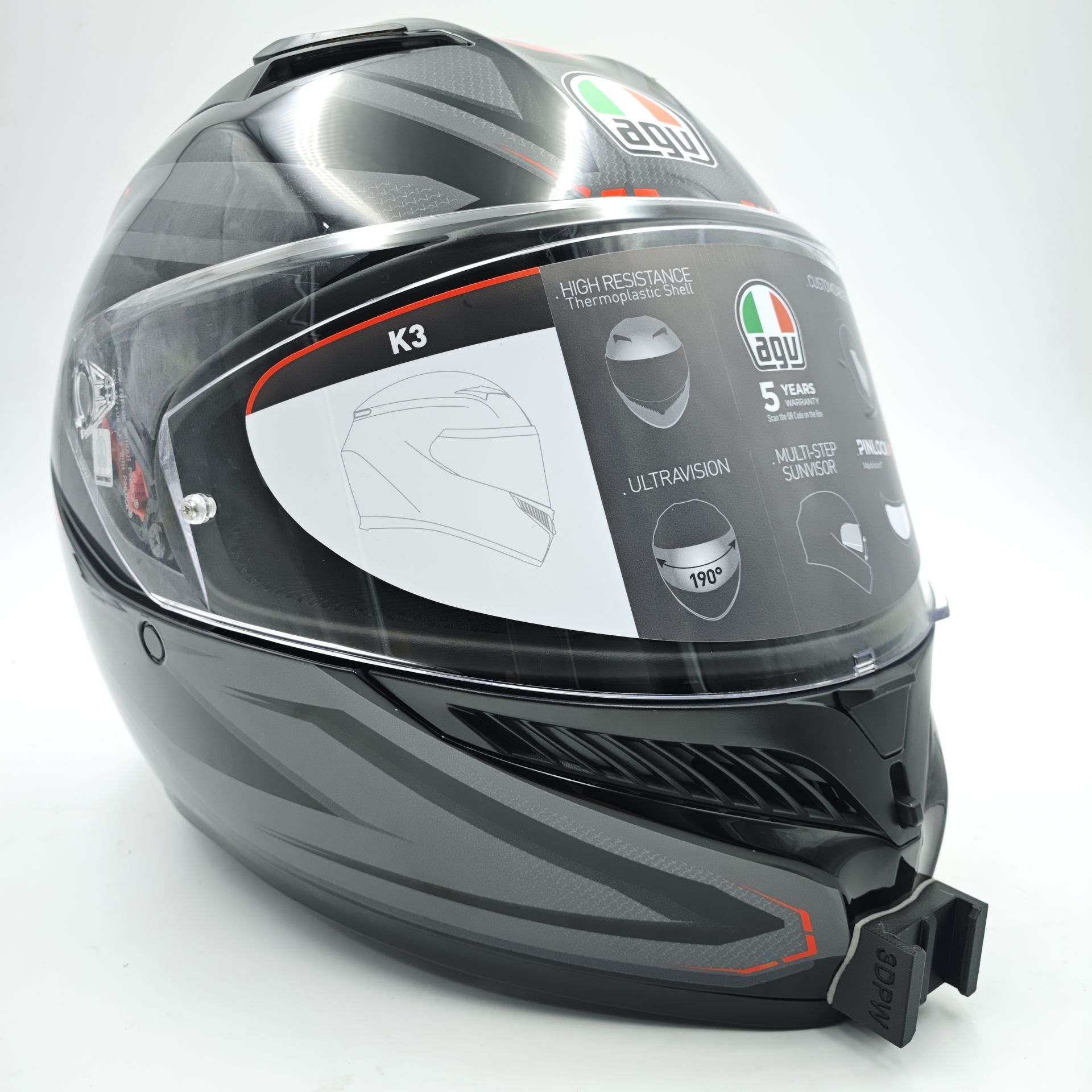 AGV K3 ECE22.06 Kask için chin mount aksiyon kamera çene bağlantı aparatı