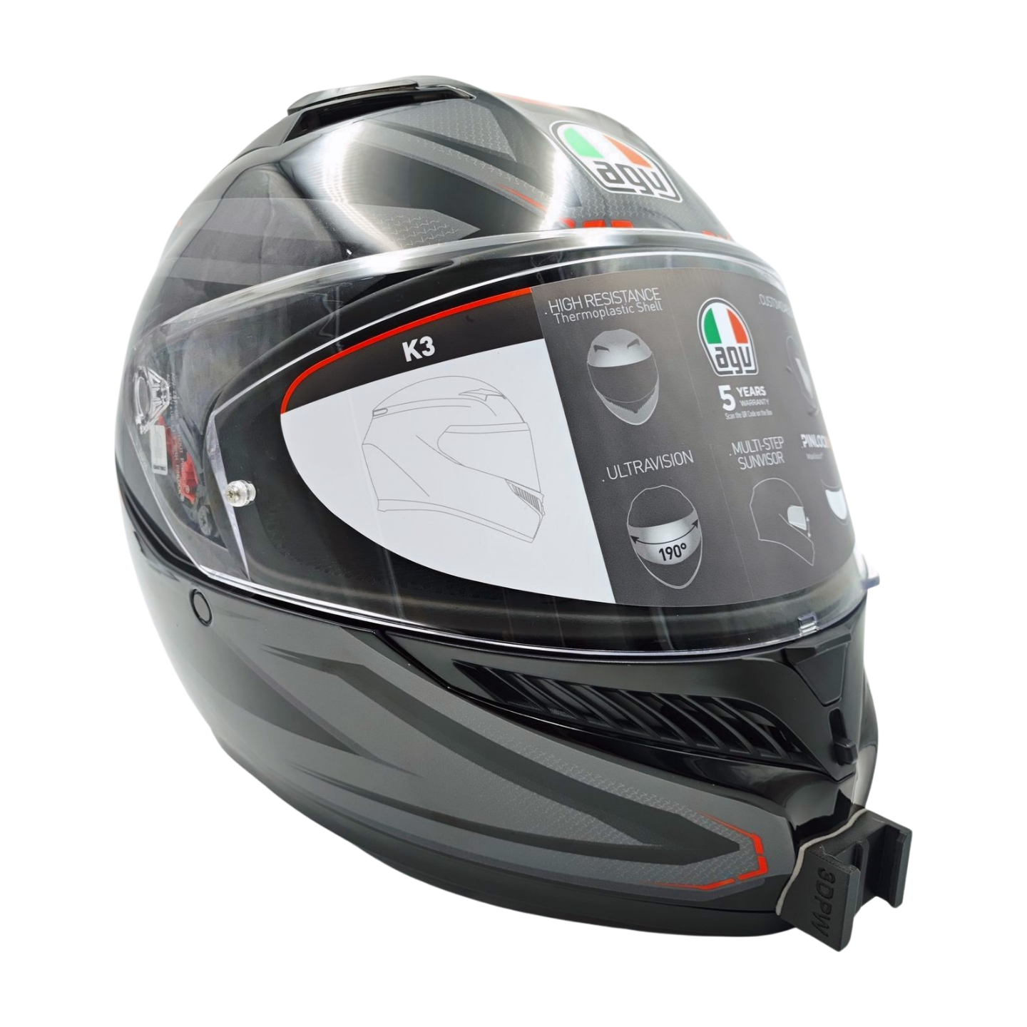 AGV K3 ECE22.06 Kask uyumlu chinmount aksiyon kamera çene bağlantı aparatı seti