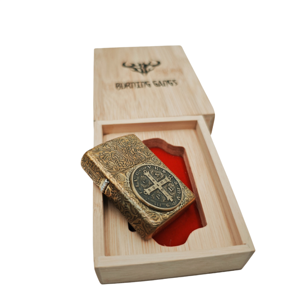 Zippo Constantine St.Benedict Burning Gangs plakalı tasarım armor zippo