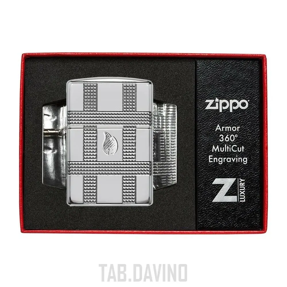 Zippo Çakmak Geometrik Tasarım 49079 Zırhlı Çoklu Kesim Zippo Orijinal ABD